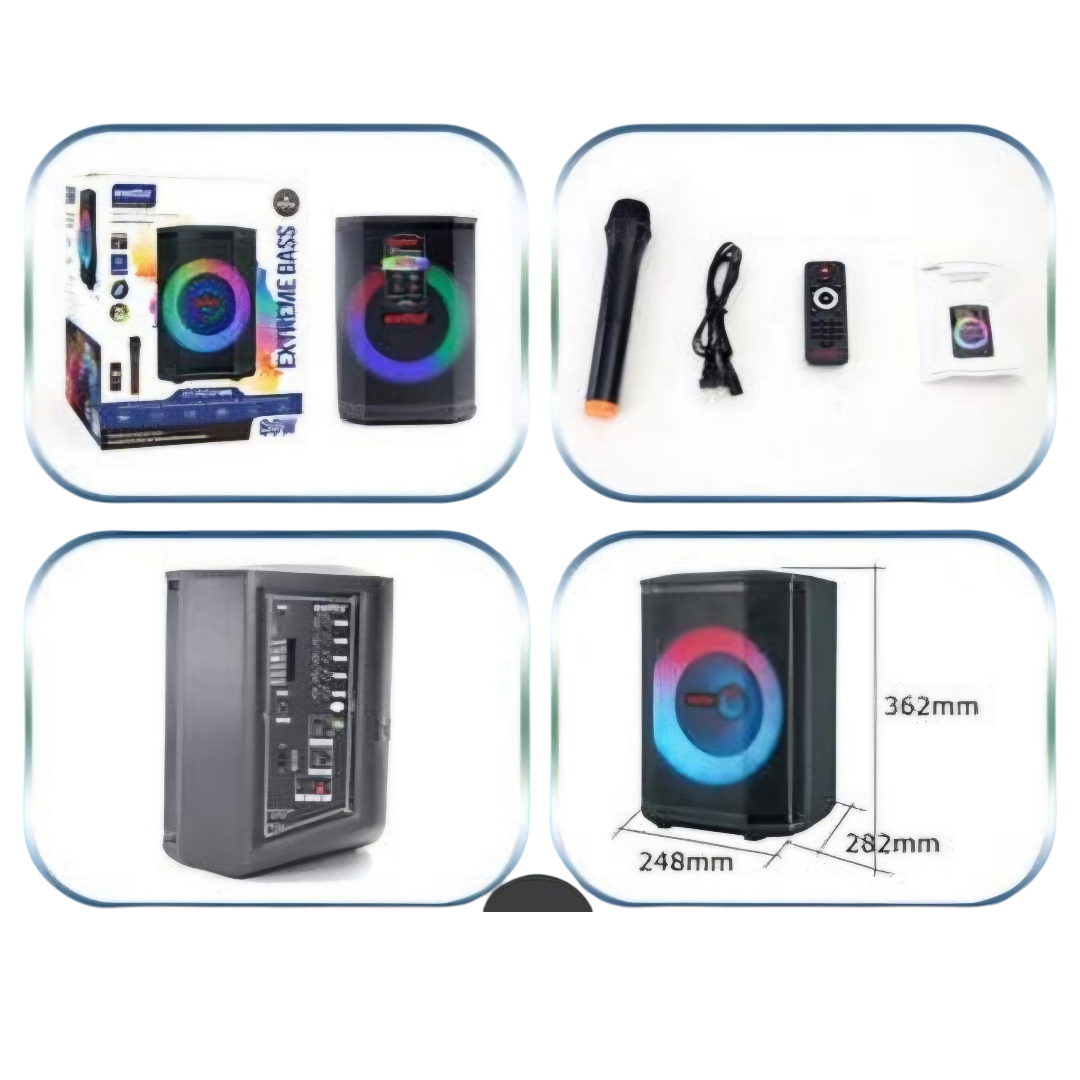 Bocina Recargable 8" con Micrófono Inalámbrico P5741