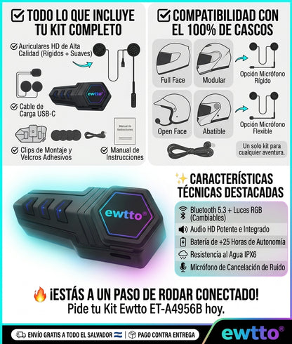 Auriculares para Casco Ewtto ET-A4956B