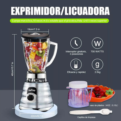 Licuadora Profesional  700W de Vidrio, 6 Cuchillas, Ewtto EW-Y322
