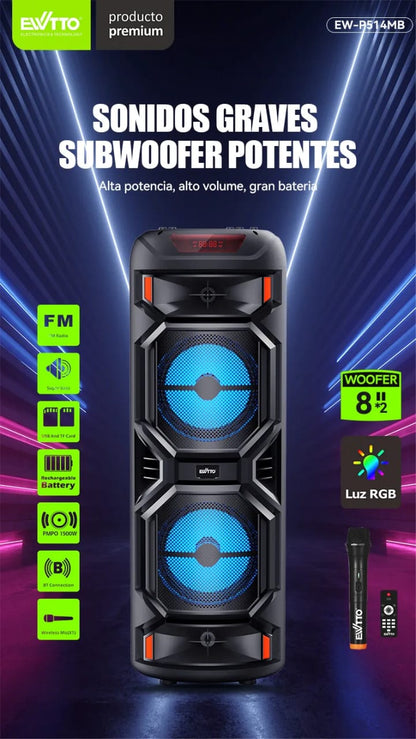 Torre de Sonido P514 Potente Sistema de Audio con Bluetooth + Micrófono