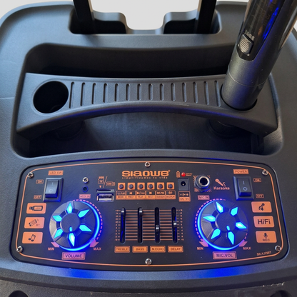 Detalle del panel de controles de la bocina Siaowe