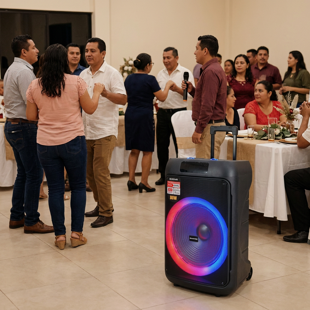 Bocina Siaowe en escena de evento social en un salón