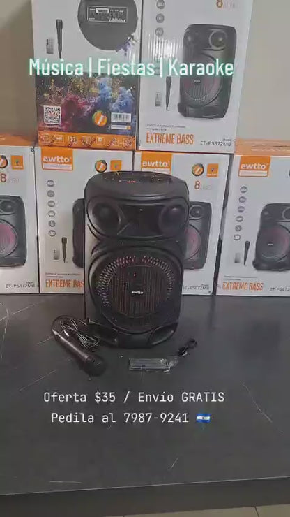 Bocina Recargable 8" ET-5672MB Ewtto