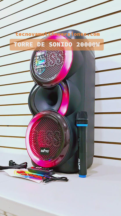 Torre de Sonido con Subwoofer + Luces RGB + Micrófono Ewtto EW-P523MBC