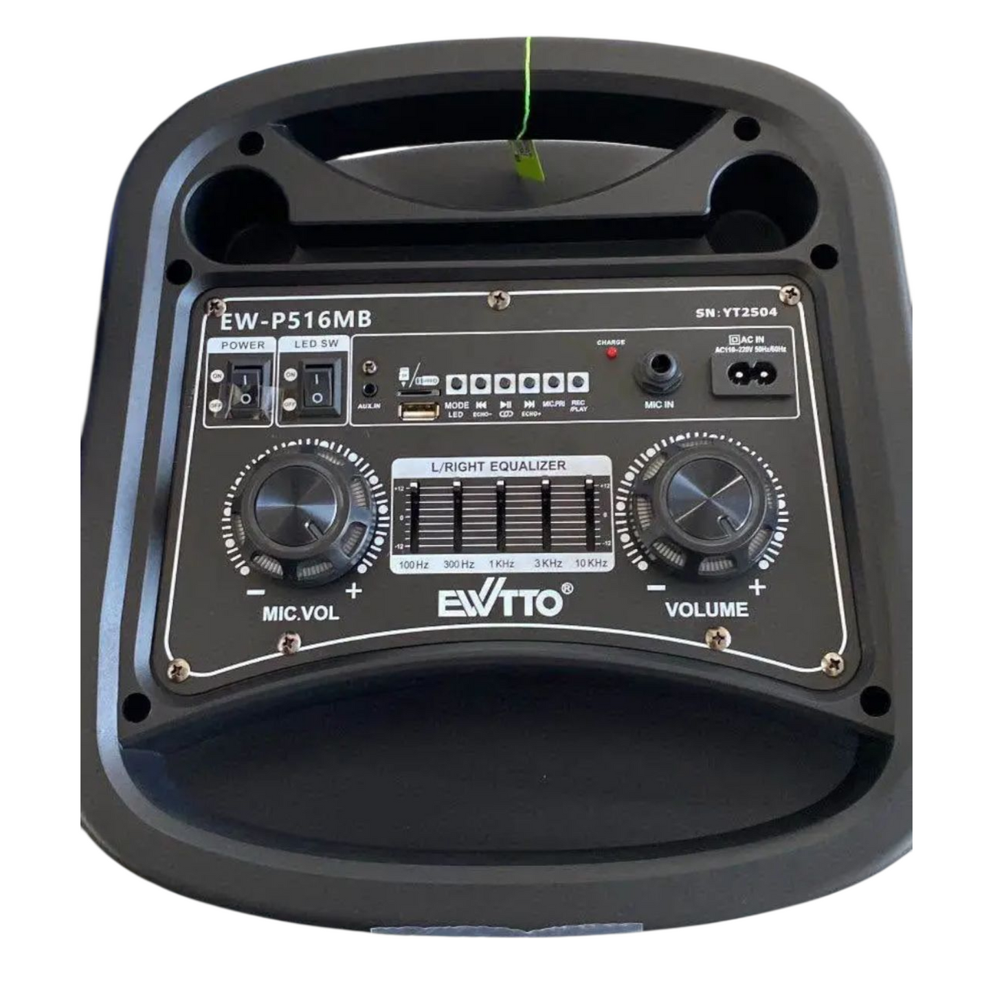 Torre de Sonido Ewtto EW-P516MB con Woofer Doble 10” y Luces RGB