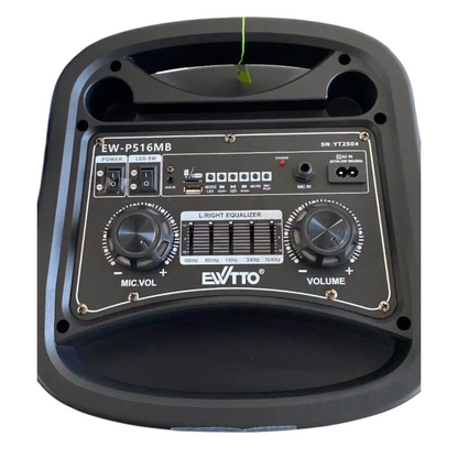 Torre de Sonido Ewtto EW-P516MB con Woofer Doble 10” y Luces RGB