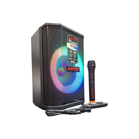 Bocina Recargable 8" con Micrófono Inalámbrico P5741