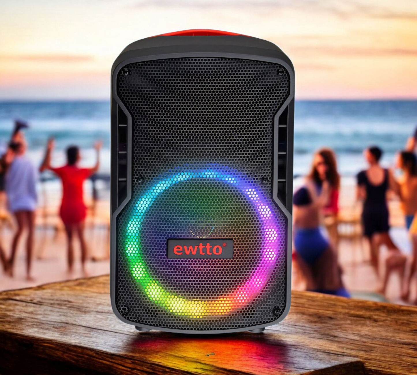 Bocina Recargable 8" con Micrófono y Luces RGB Ewtto P5710