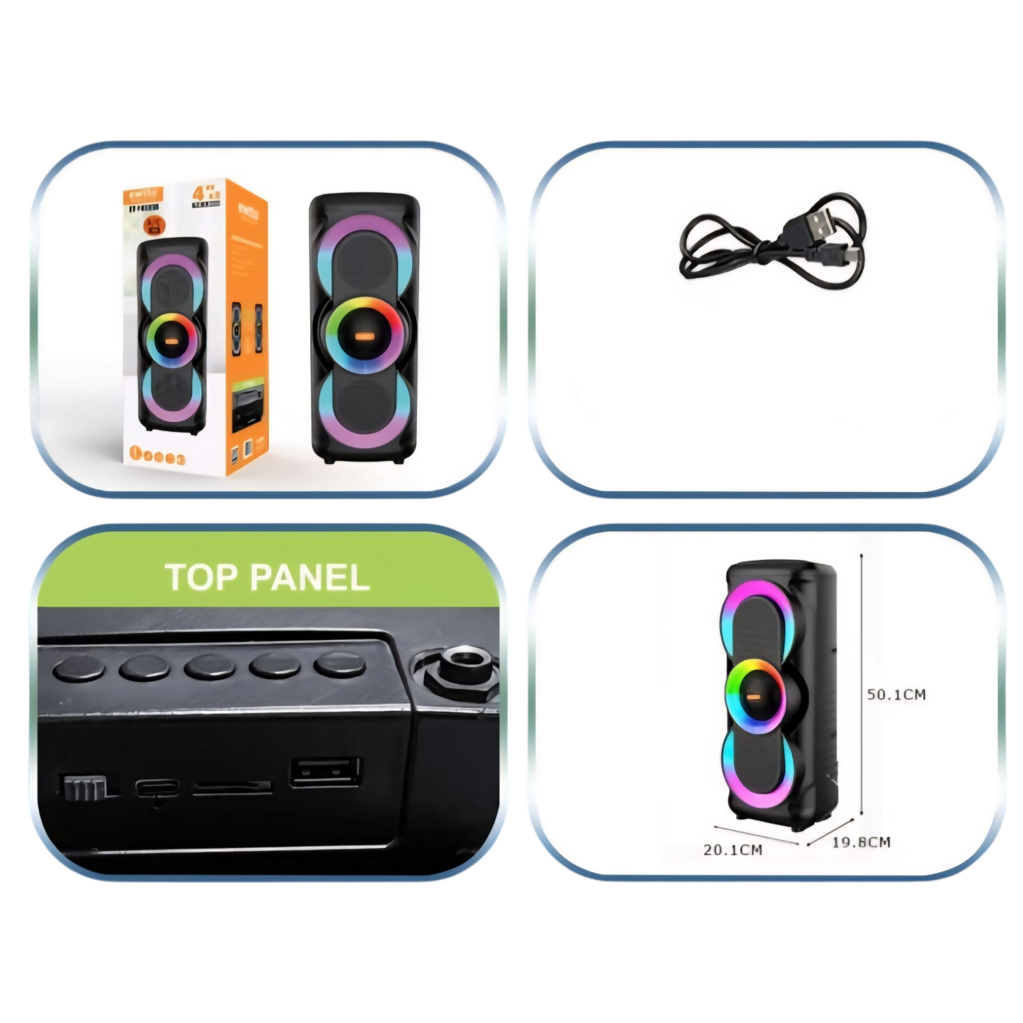 Bocina Recargable P4685 con Luces RGB | Sonido potente para tu música y fiestas