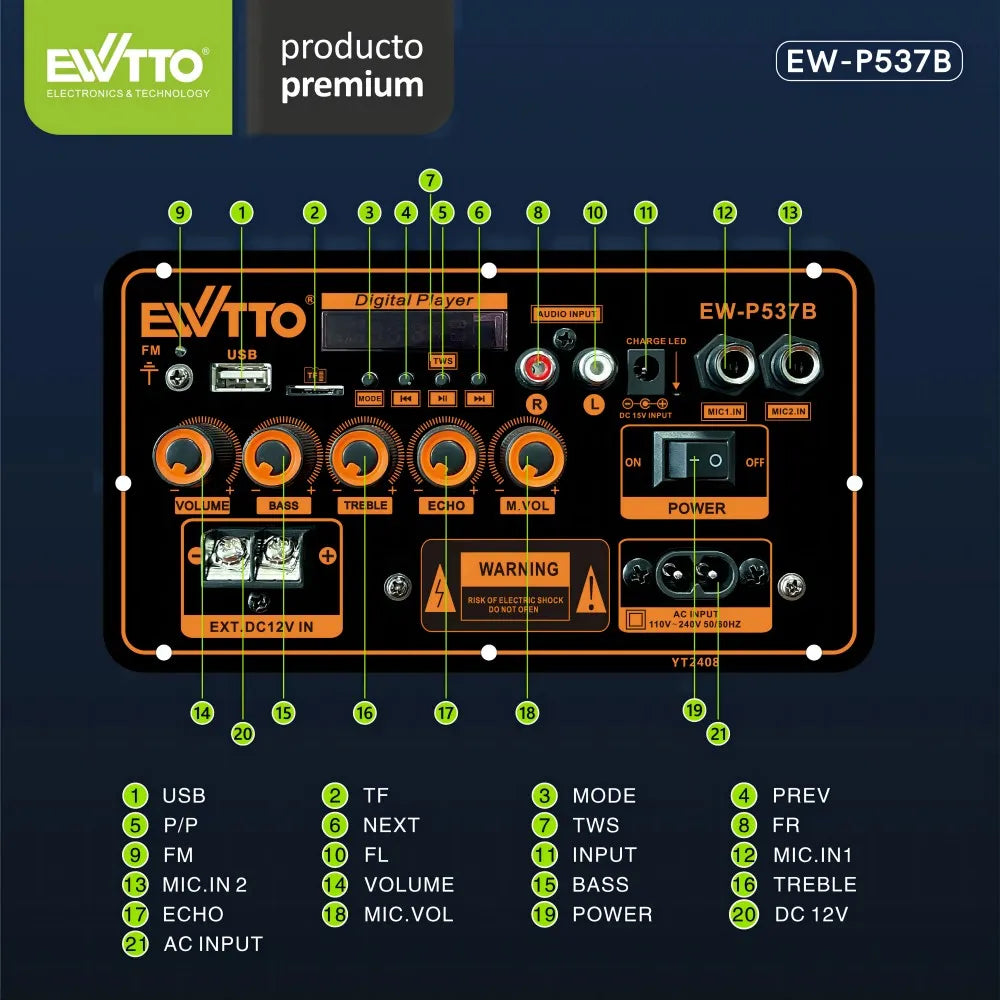 Bazuca Recargable 8" Ewtto P537