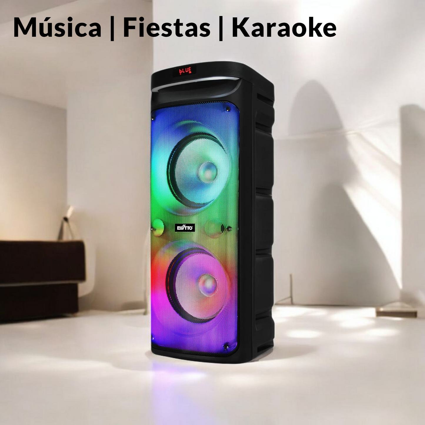 Torre de Sonido Ewtto EW-P516MB con Woofer Doble 10” y Luces RGB