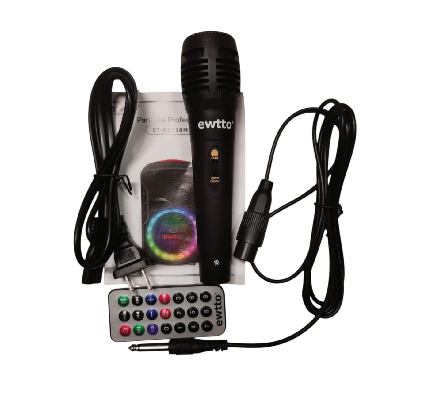 Bocina Recargable 8" con Micrófono y Luces RGB Ewtto P5710